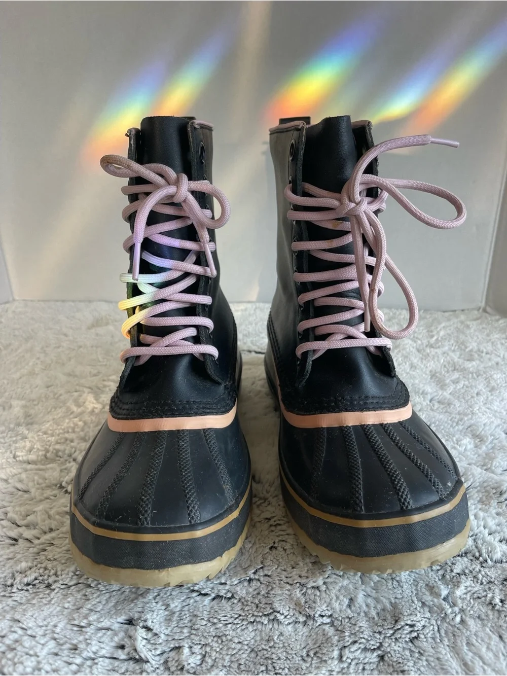 Sorel 1964 Premium Black Pink Winter Snow Boots